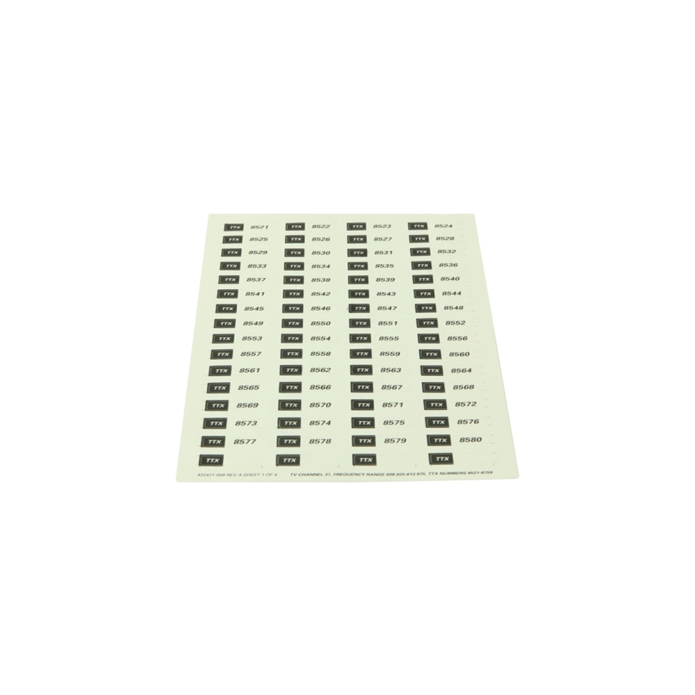 Label TTX Numbers Channel 37 Label TTX Numbers Channel 37