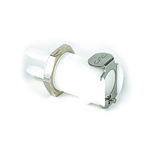 CONNECTOR-TUBE, PANEL MOUNT FEMALE COUPLING BODY, FOR TWO ID=1/8 inch TUBES, BARBED CONNECTOR-TUBE, PANEL MOUNT FEMALE COUPLING BODY, FOR TWO ID=1/8 inch TUBES, BARBED